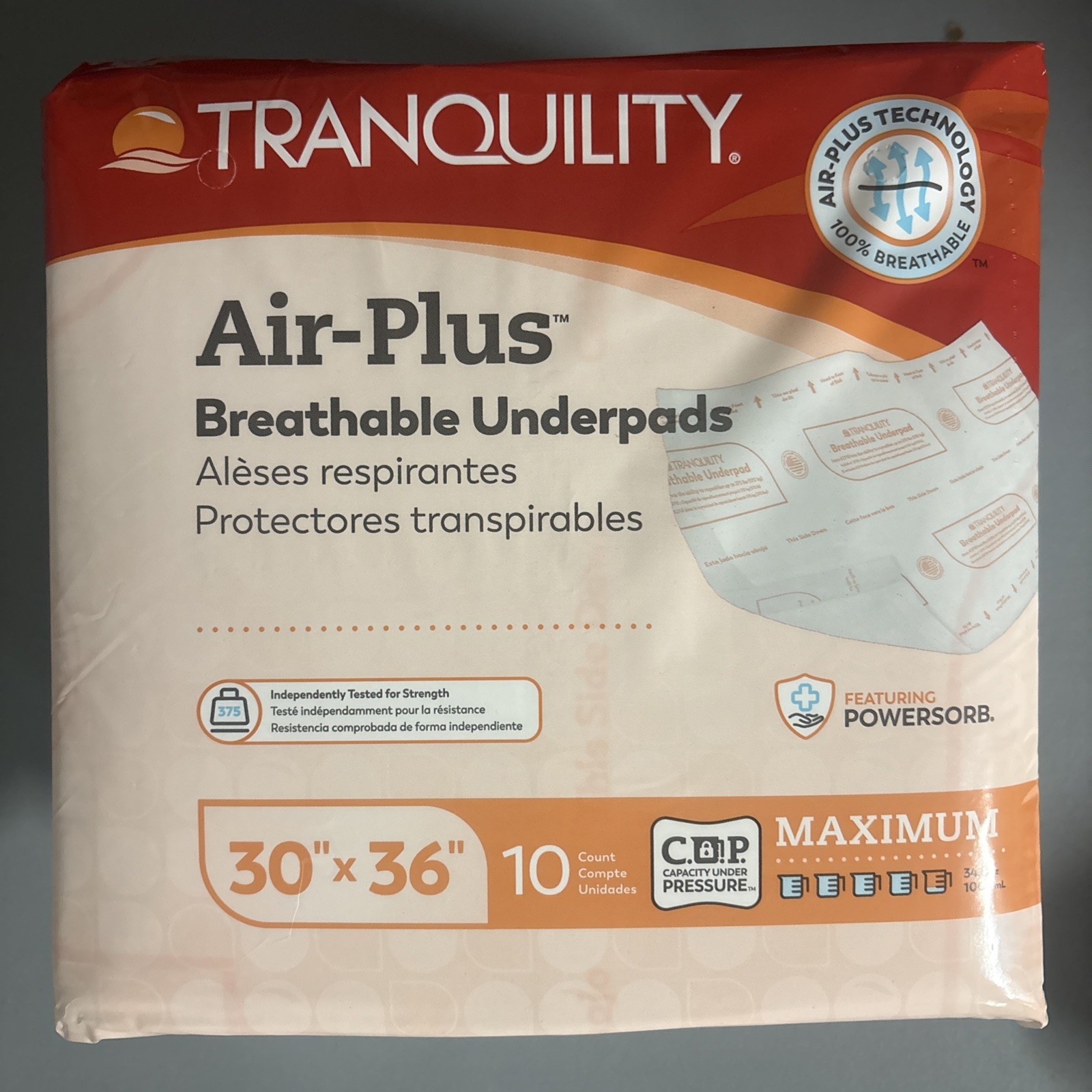 Tranquility Air-Plus Underpads 30×36 10ct Maximum Absorbency Bed Pads NEW