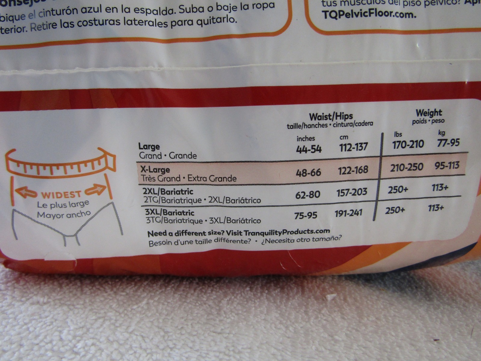 (4) PACKAGES TRANQUILITY PREMIUM DISPOSABLE UNDERWARE X-LARGE 14 Ct EACH