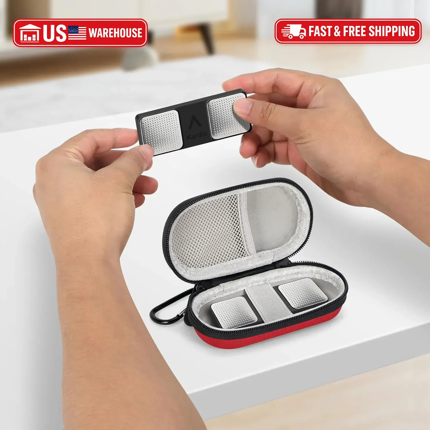 GLCON Red Mini Portable Case for Kardiamobile EKG Heart Monitor, Hearing Aids, I