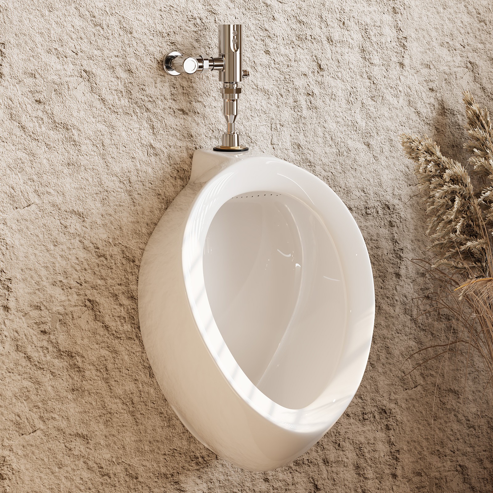 Hanikes UR-480 Round High-Efficiency Urinal, 0.125 GPF, Top Spud, White
