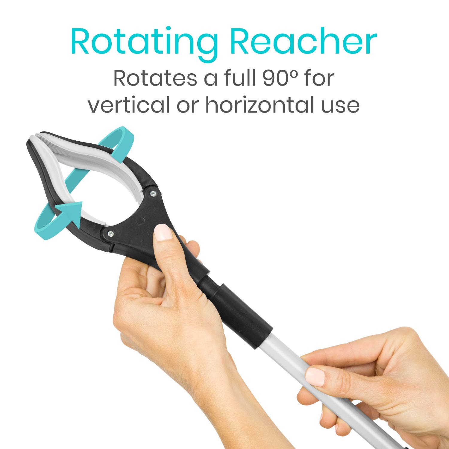 Vive Reacher Grabber 32″ – Extra Long Mobility 2.6 Foot (Pack of 1), Silver