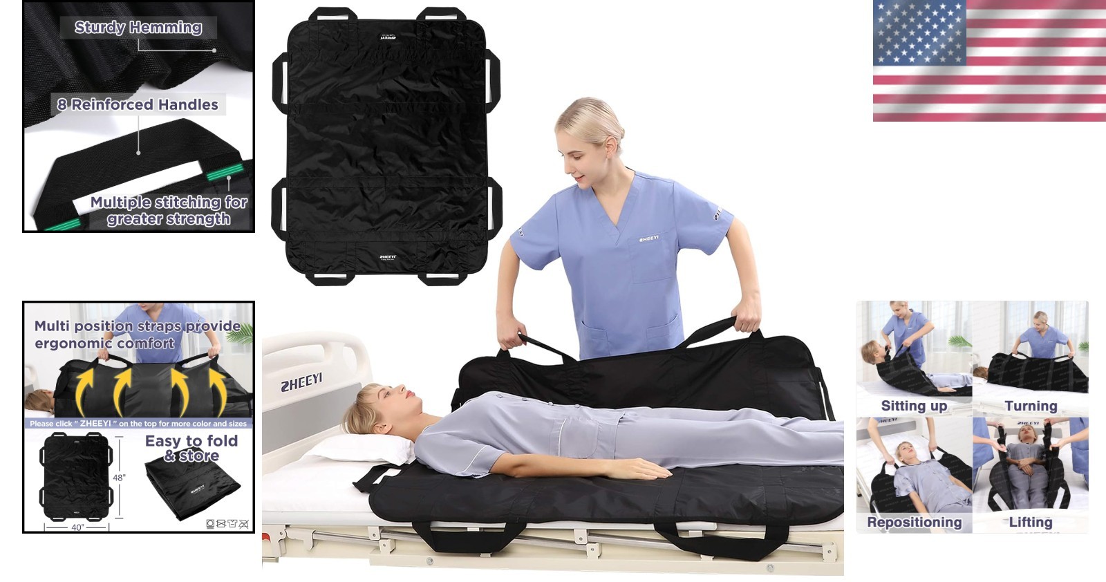 Easy-to-Use 48″x40″ Patient Transfer Pad – Waterproof & Reusable for Caregivers