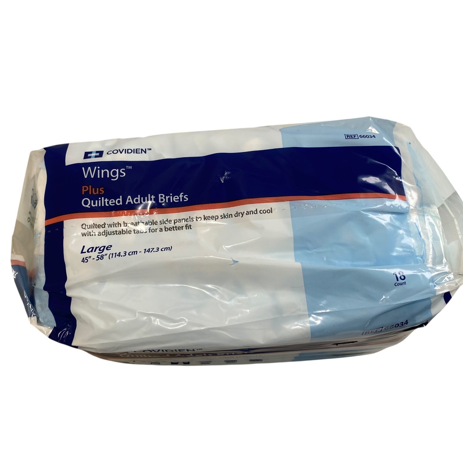 Covidien Adult 18 Ct Quilted Disposable Briefs With Side Panels Sz Large 45″-58″