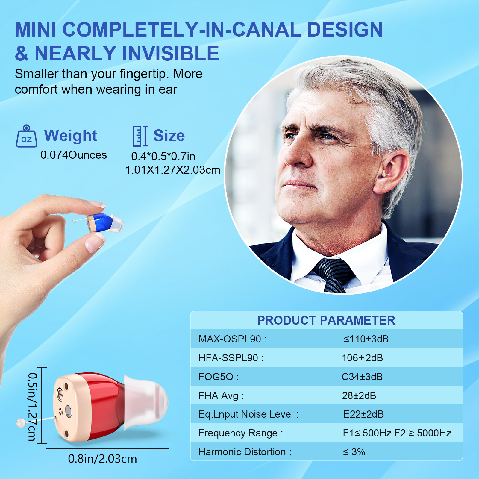 1Pair Rechargeable Digital Invisible Hearing Aids Sound Voice Amplifier Mini ITE