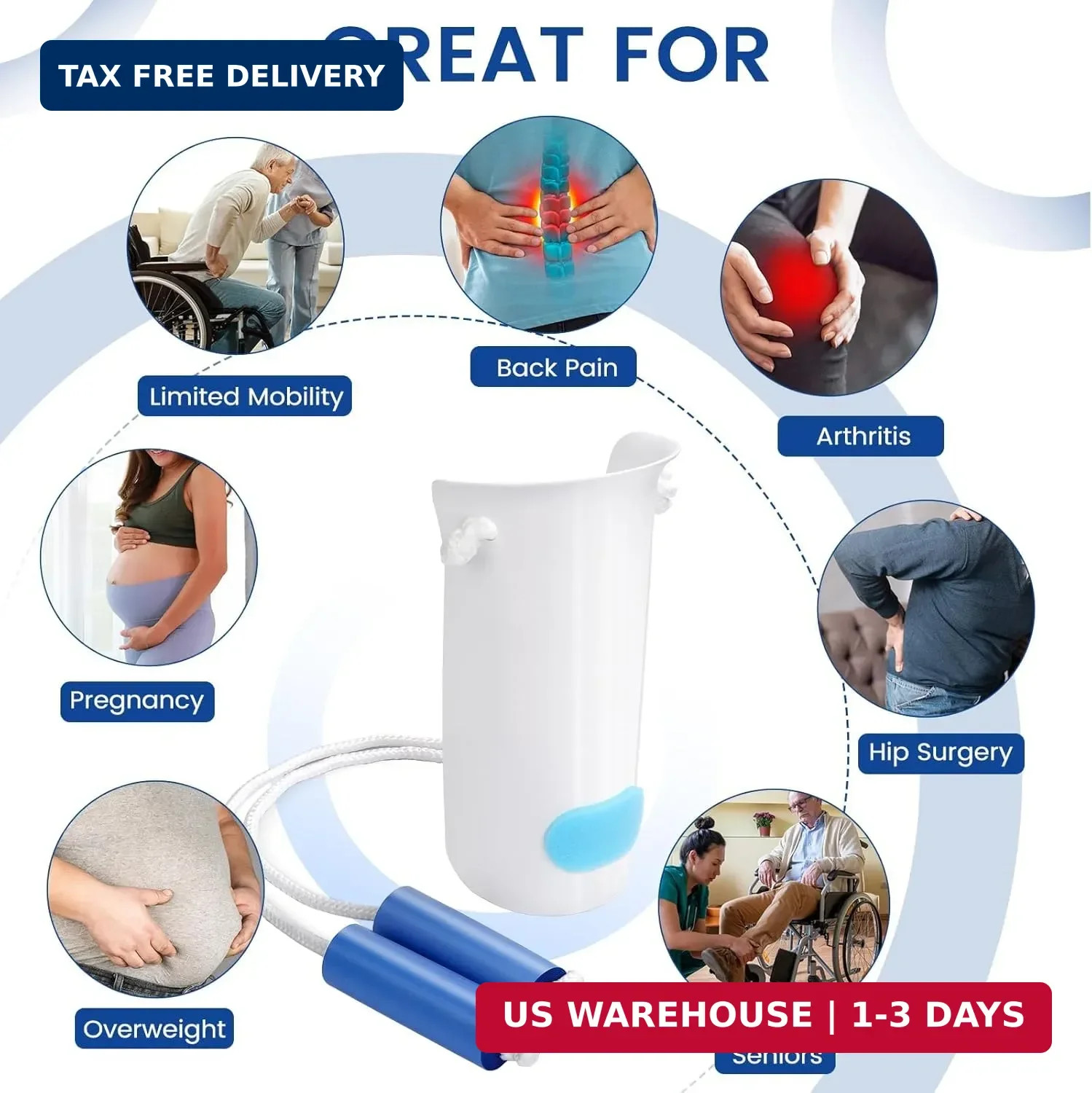 Jellas Sock Aid Kit, Flexible Sock Aid Device with Long Rope – Sock Puller aid E