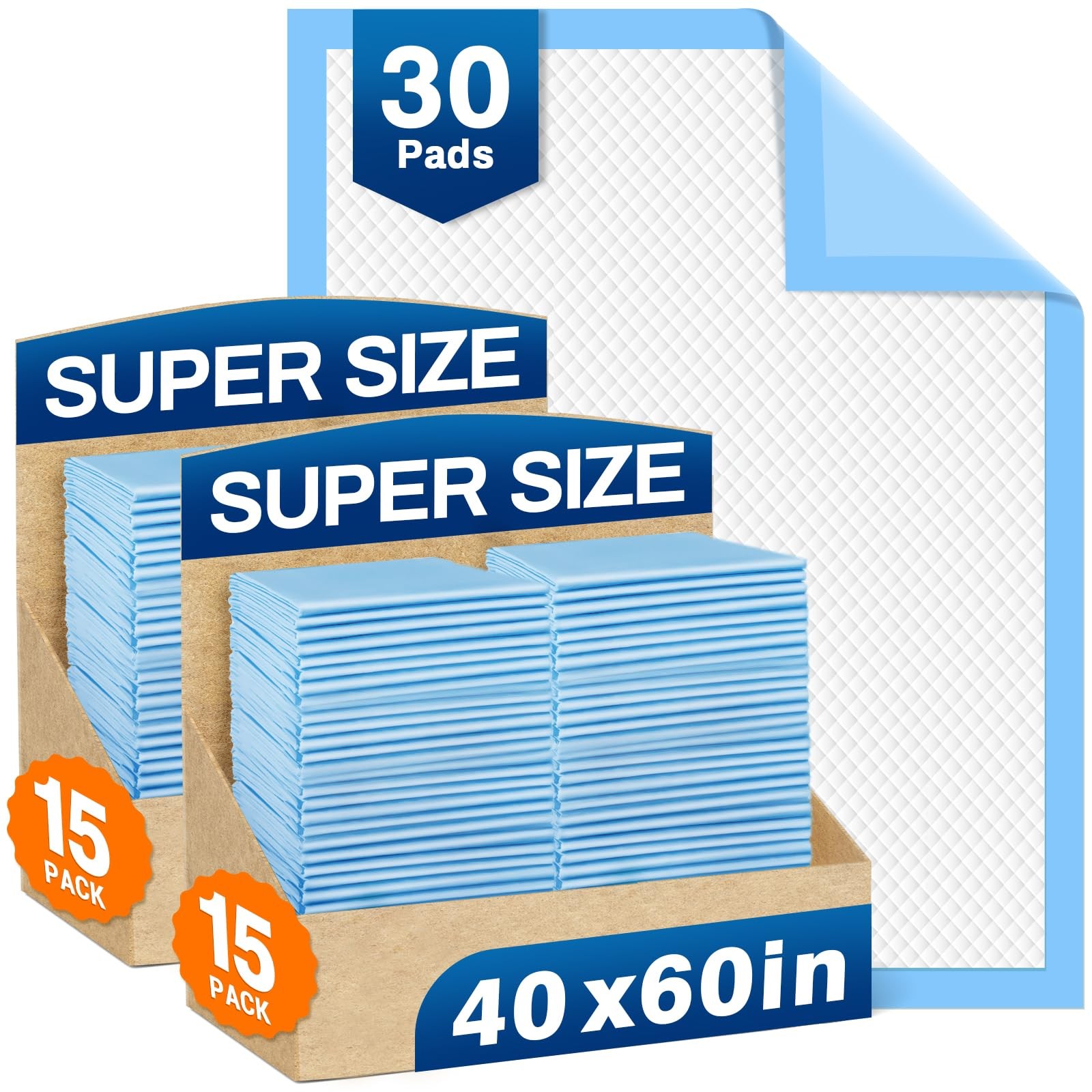 Bed Pads Disposable 40″X60″ Chucks Pads Oversized Underpads with 200 Gram, Su…