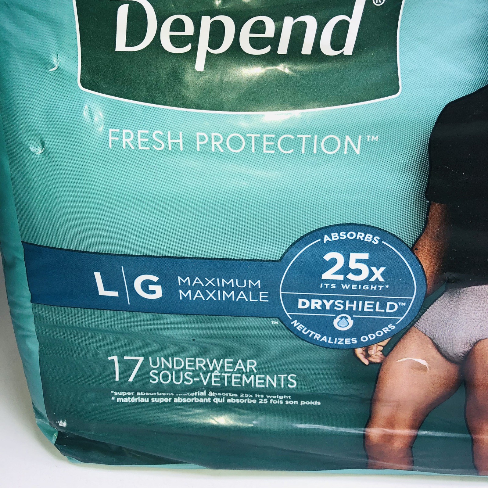 Depends Fit-Flex Underwear Men Size Large Max Absorb 17ct – Gray