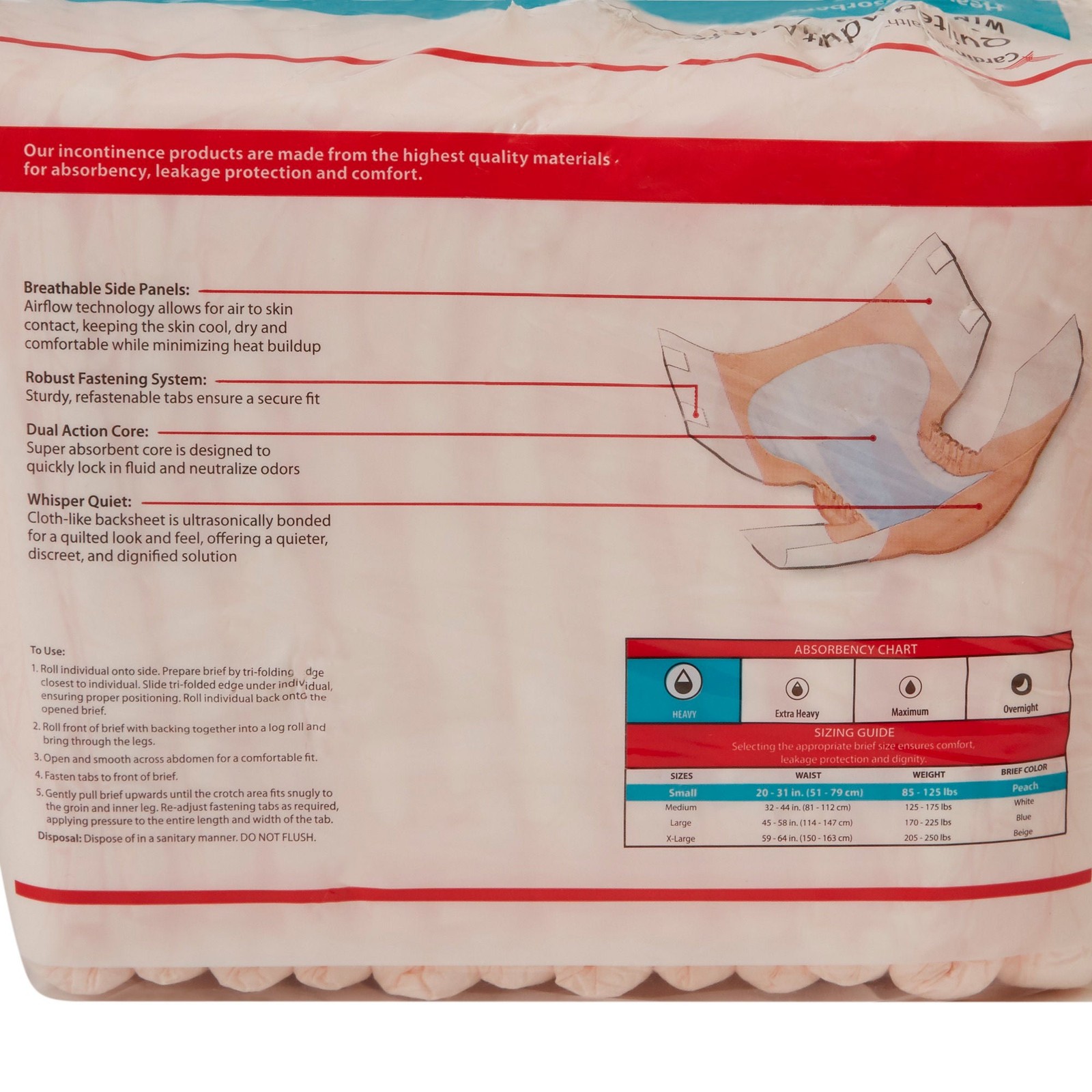 Wings Plus Quilted Incontinence Brief S Quilted 66032A Heavy 12 Ct