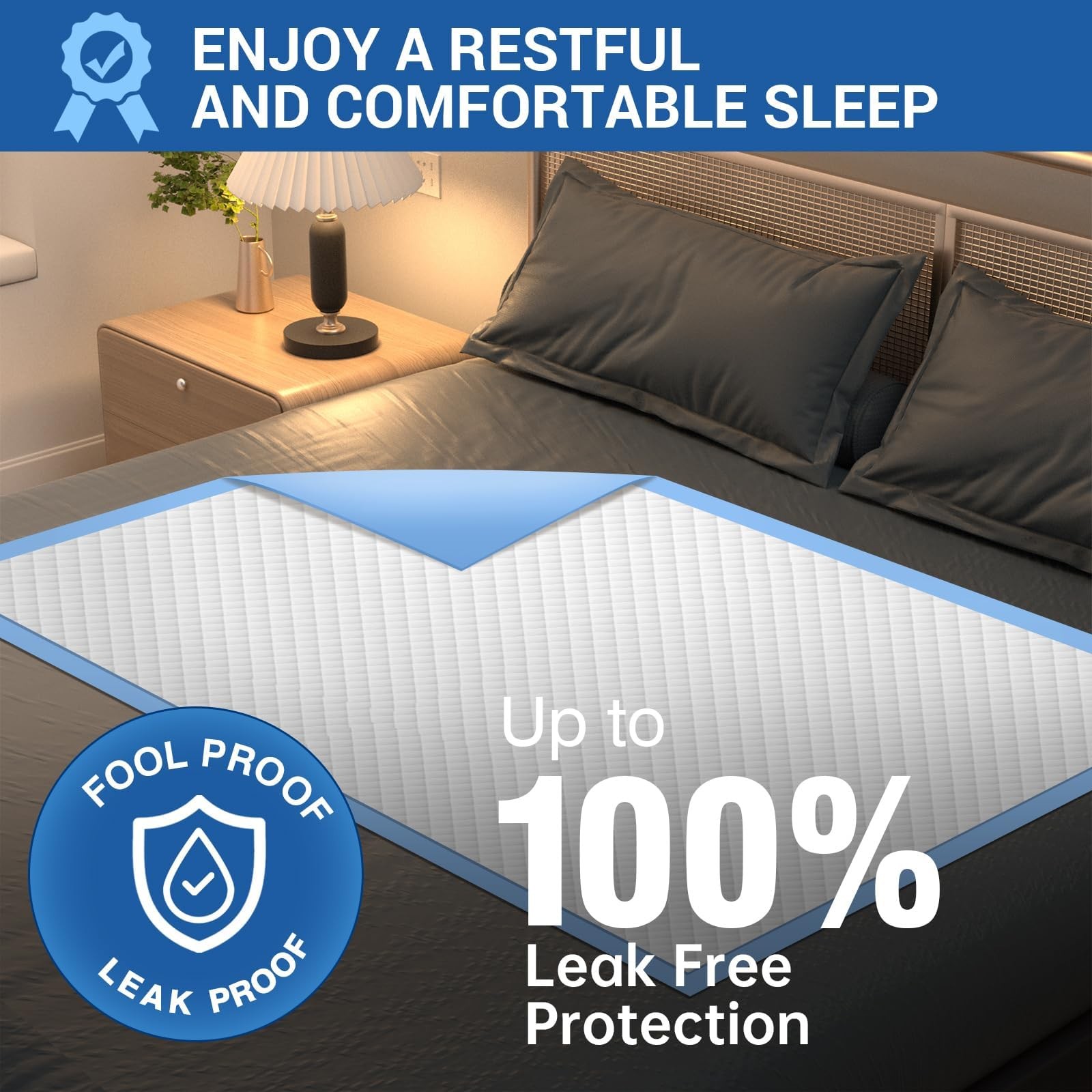 Bed Pads Disposable 40″X60″ Chucks Pads Oversized Underpads with 200 Gram, Su…