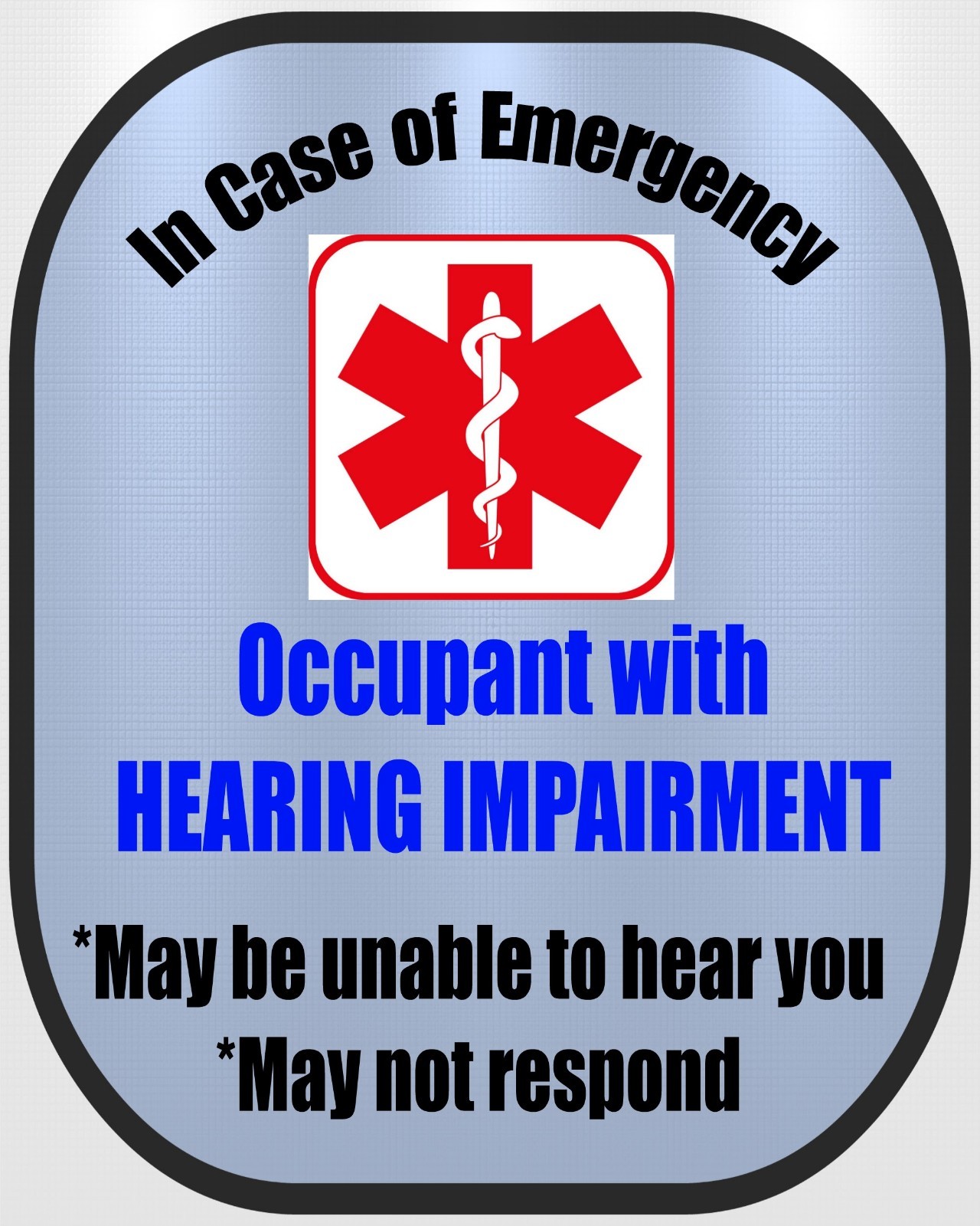Hearing Impaired Cochlear Seat Belt Cover and Window Decal Set Royal Blue Safety