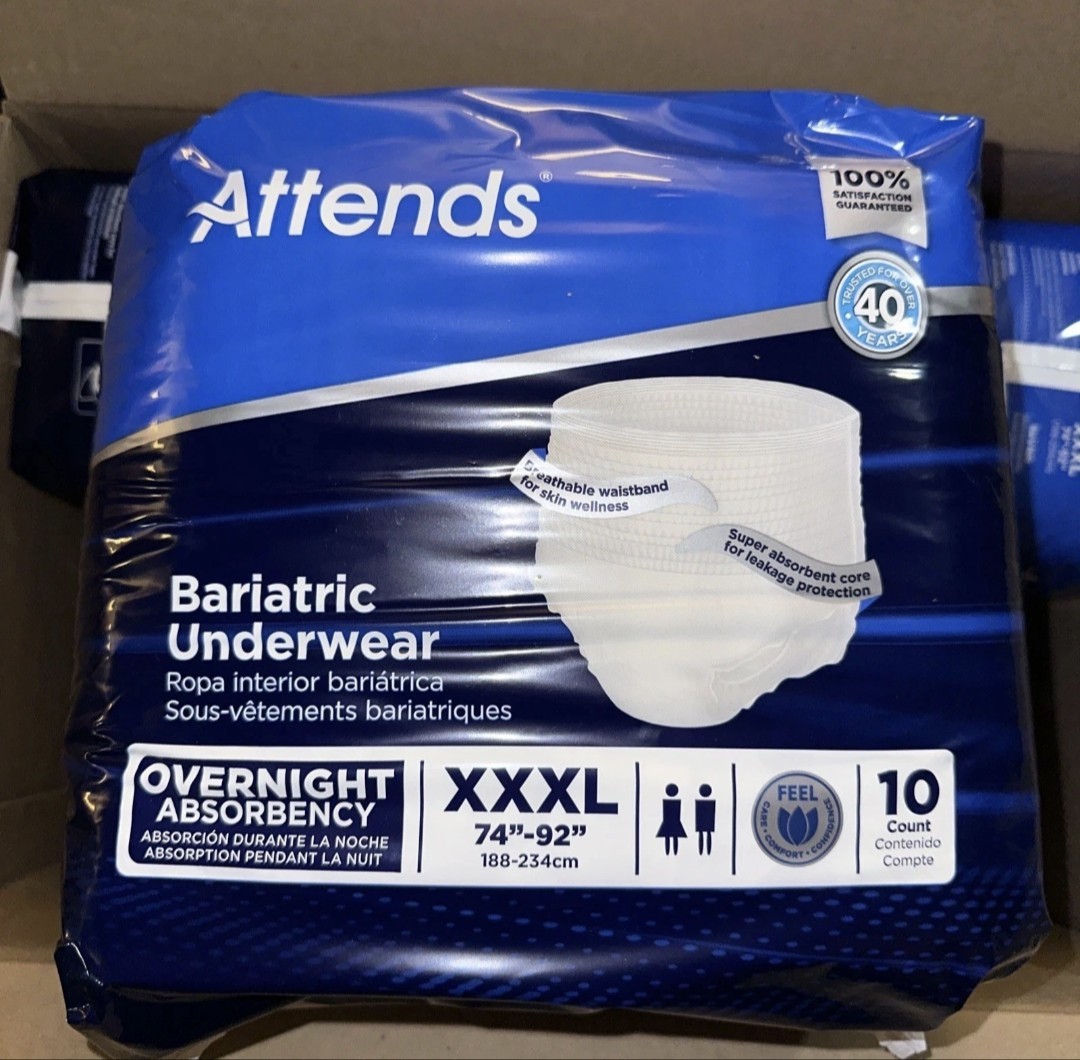 4 Pack Attends Disposable Underwear 3XL XXXL Overnight Adult Depend Pull Up Lot
