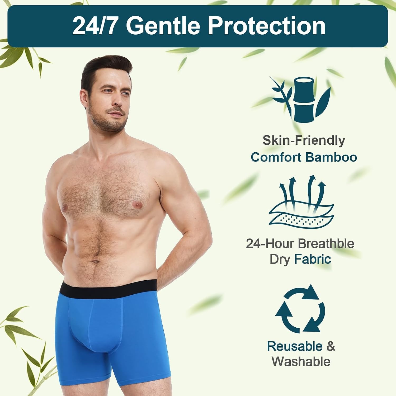 3 pk, LARGE, Incontinence Underwear Men 150ml Ultra Absorbency 5-Layer Leakproof