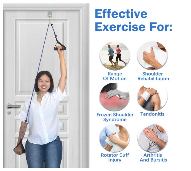 Shoulder Pulley for Physical Therapy, Pulleys Metal Bracket, Blue