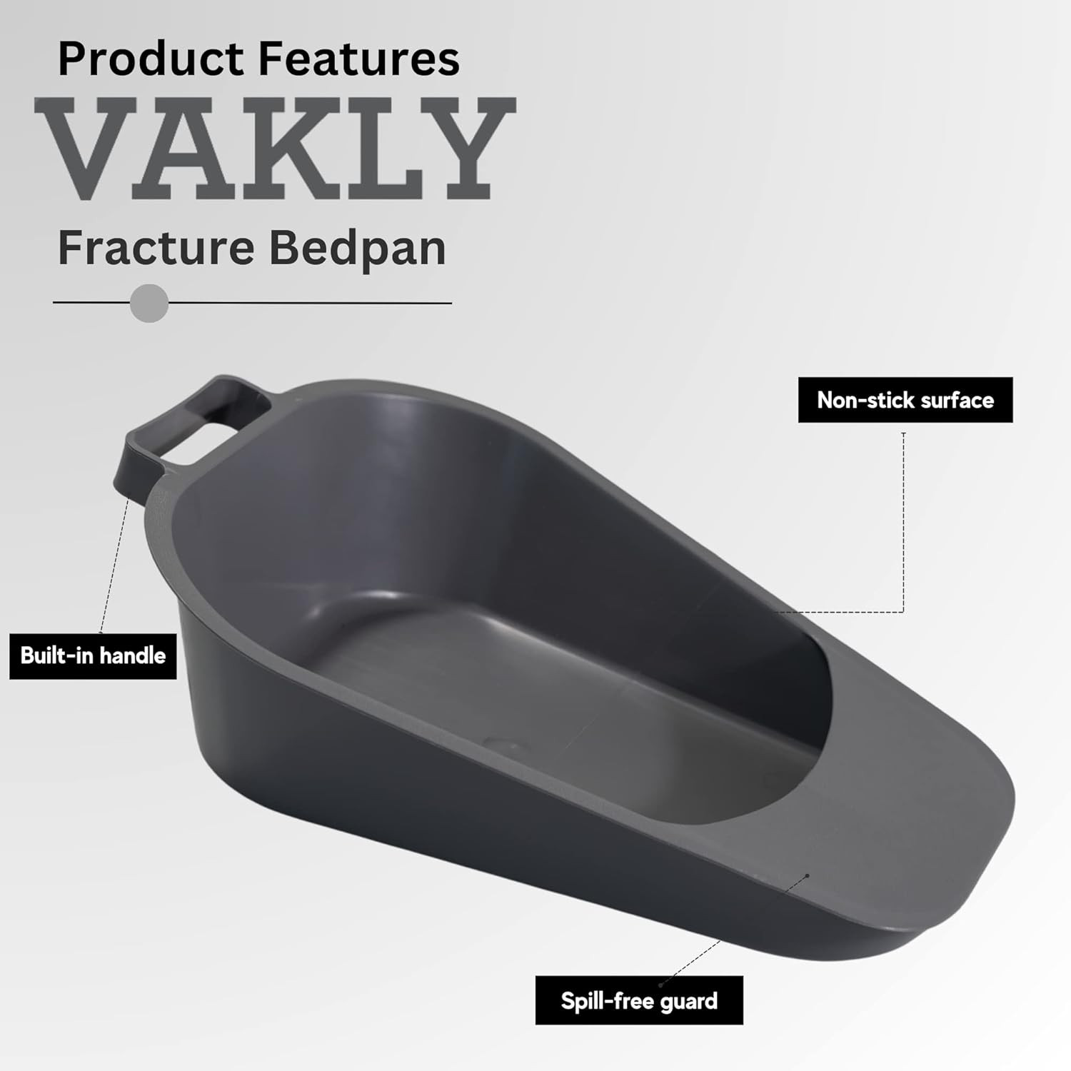 Fracture Bedpan – Portable Easy Clean Plastic Bed Pan – Female Urinal with Built
