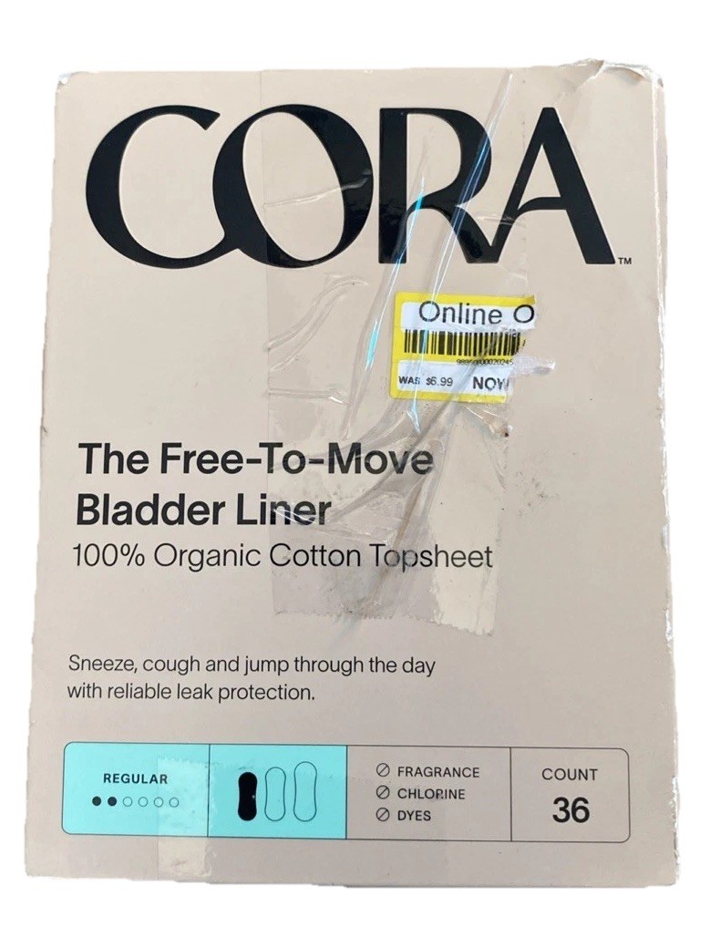 Cora 100% Organic Cotton Topsheet Bladder Liners Regular Length 36 Count