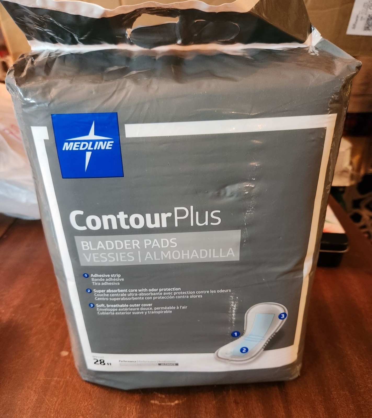 Medline Contour Plus Bladder Control Incontinence Pads Moderate Absorbency 28CT