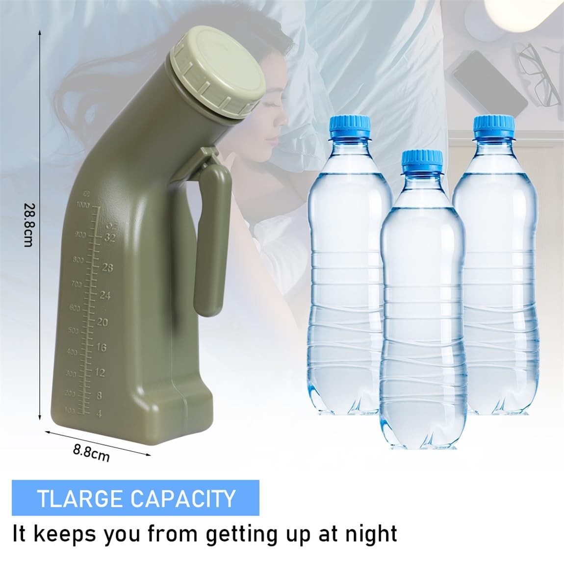Urinals for Men Male Urinal Bottle Spill Proof with Screw Cap Lid Plastic Pee…