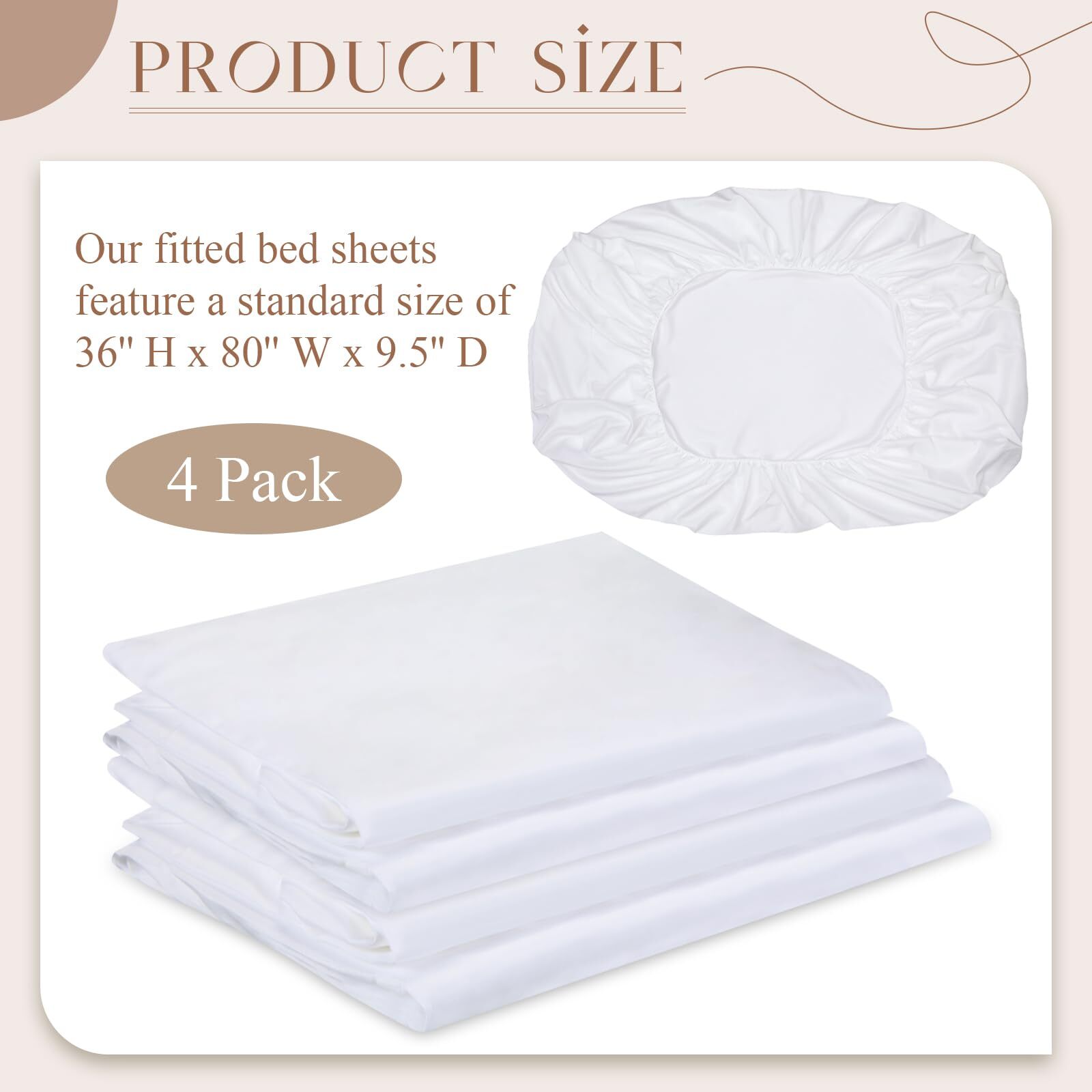 Hospital Bed Sheets Polyester Cotton Soft & Comfy 36″x80″x9.5″ White
