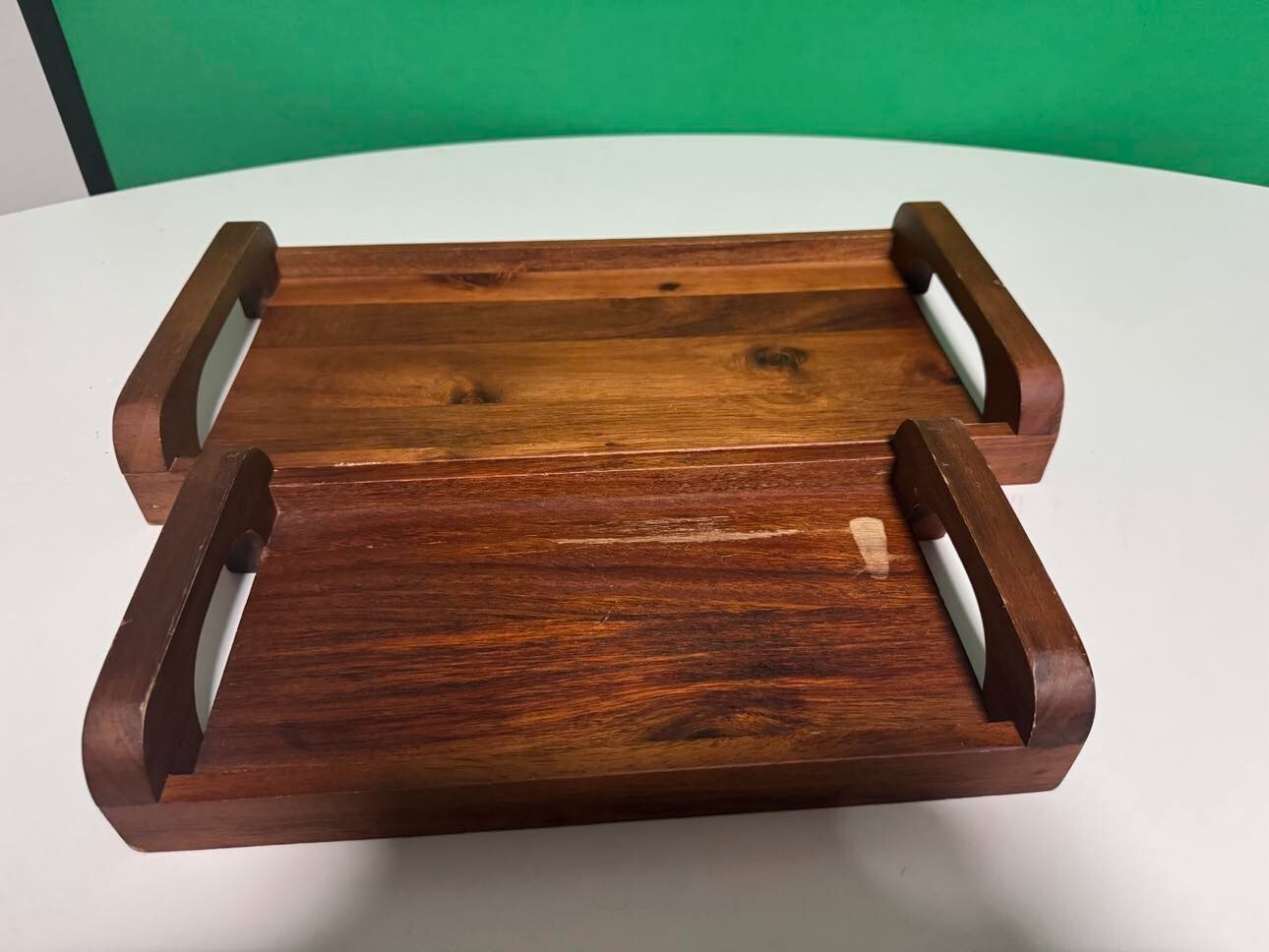 Lot of 5: Essential medical supply 2 wood trays 2 spoons and 1 fork rubber/steel