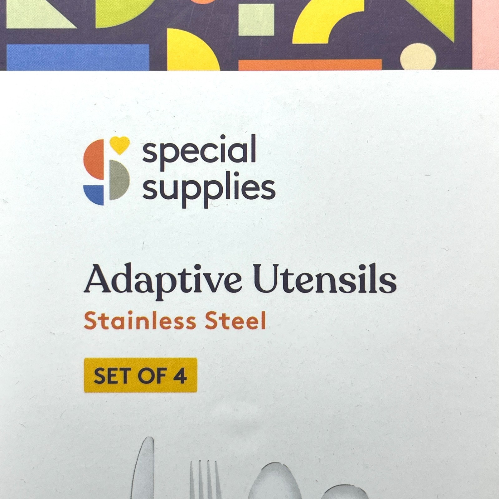 Special Supplies Adaptive Utensils Stainless Steel Knife Fork Spoon 4-Piece Set