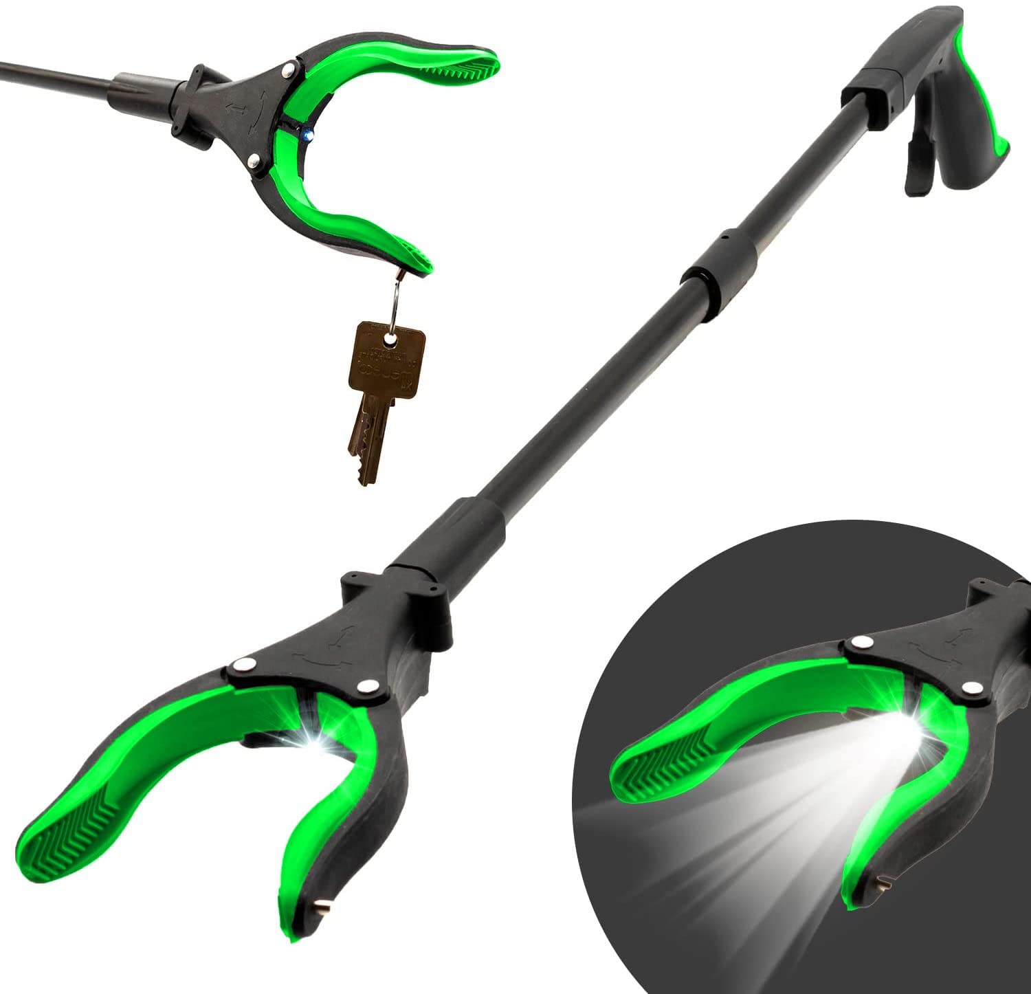 Grabber Tool 32″ Aluminum Magnetic Claw with LED Light, Lightweight Foldable …