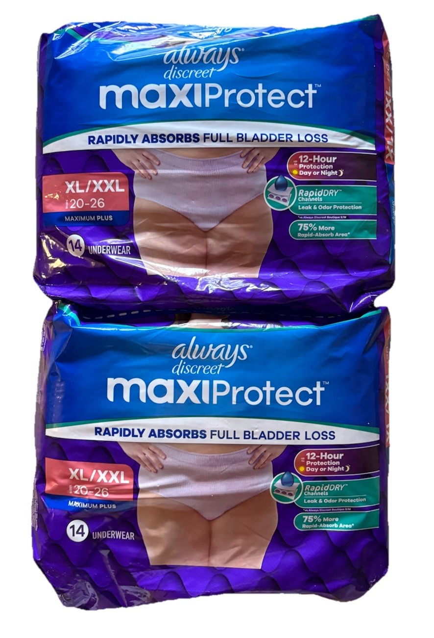 Always Discreet Maxiprotect Adult Diapers for Women, Incontinence Underwear 28ct