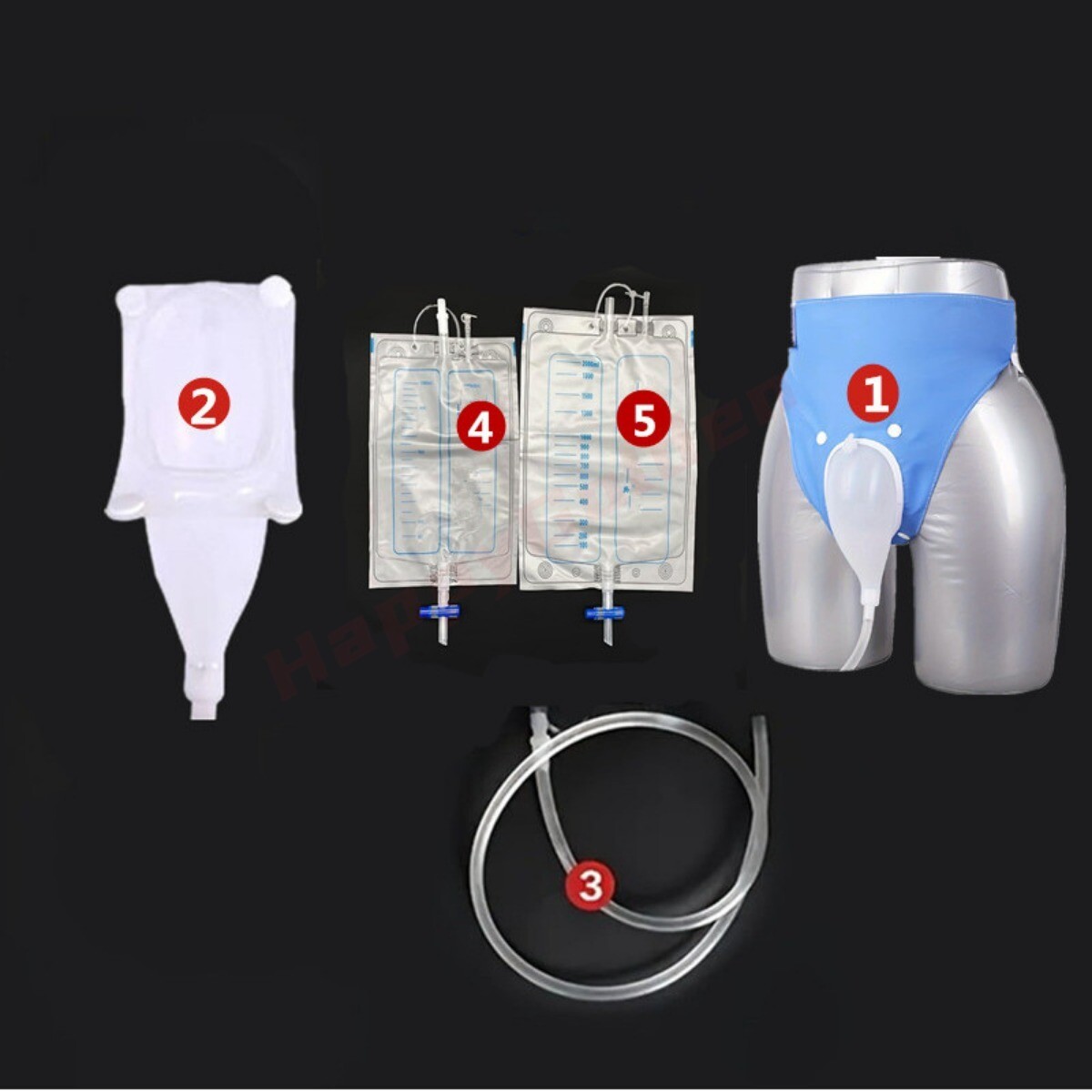 Portable Male Urinal Wearable Anti-Leakage Collection System Dual-Capacity Bags