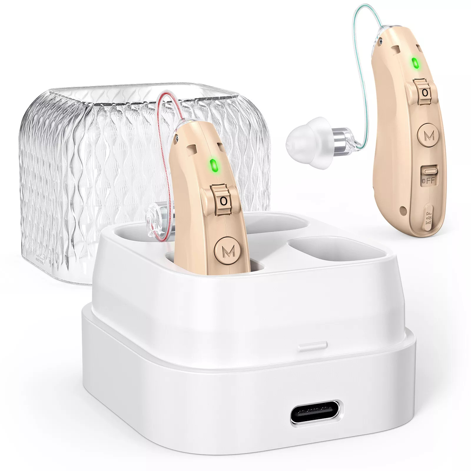 1 Pair Digital Hearing Aid for Seniors Rechargeable Invisible BTE Ear Aids