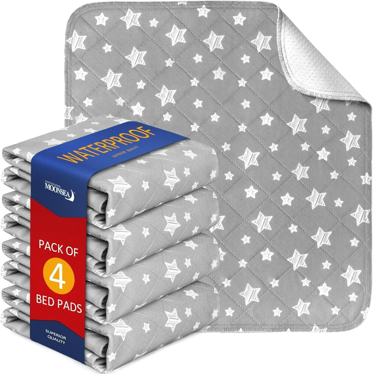 Waterproof Incontinence Chair Pads Quilted Seat Pads Cover 4 Pack 22″x21″Gray