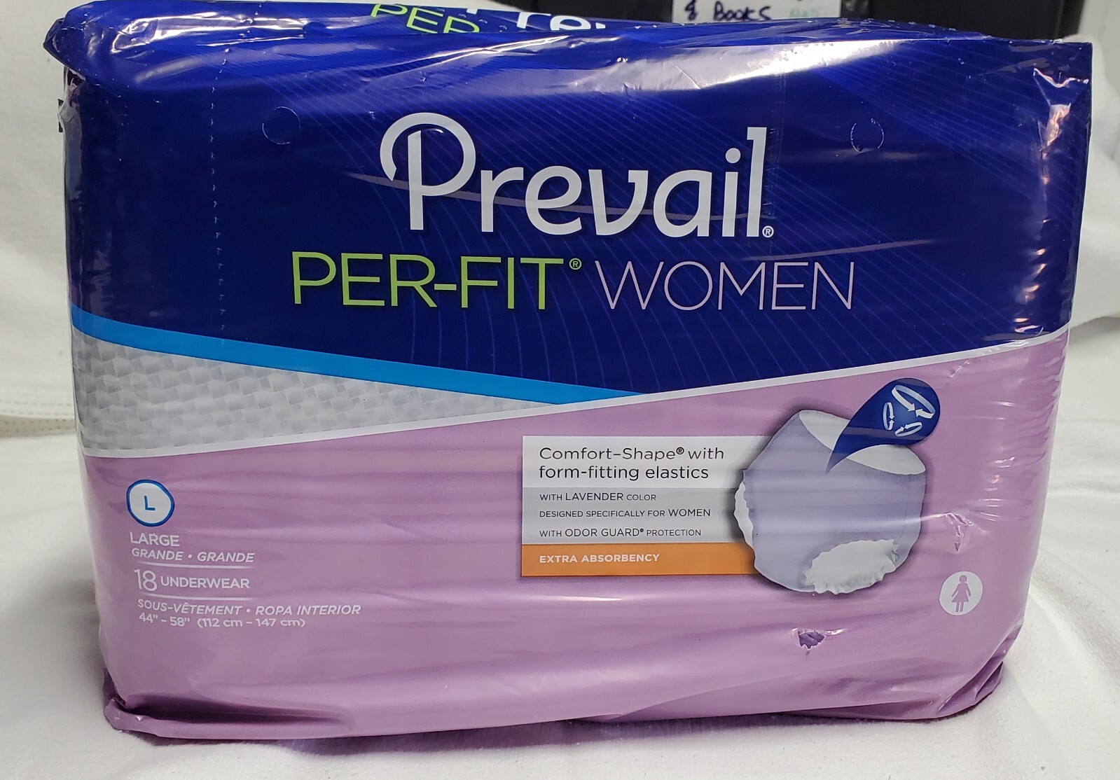 4 Pack Prevail Per-fit Women’s Adult Underwear, Large, 44″-58″ 72 Count Box of 4