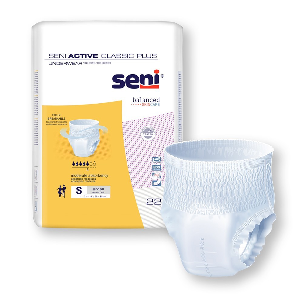 SENI Active Classic Plus Underwear Small S-SM22-AC2 Pull-Up 22 Pack