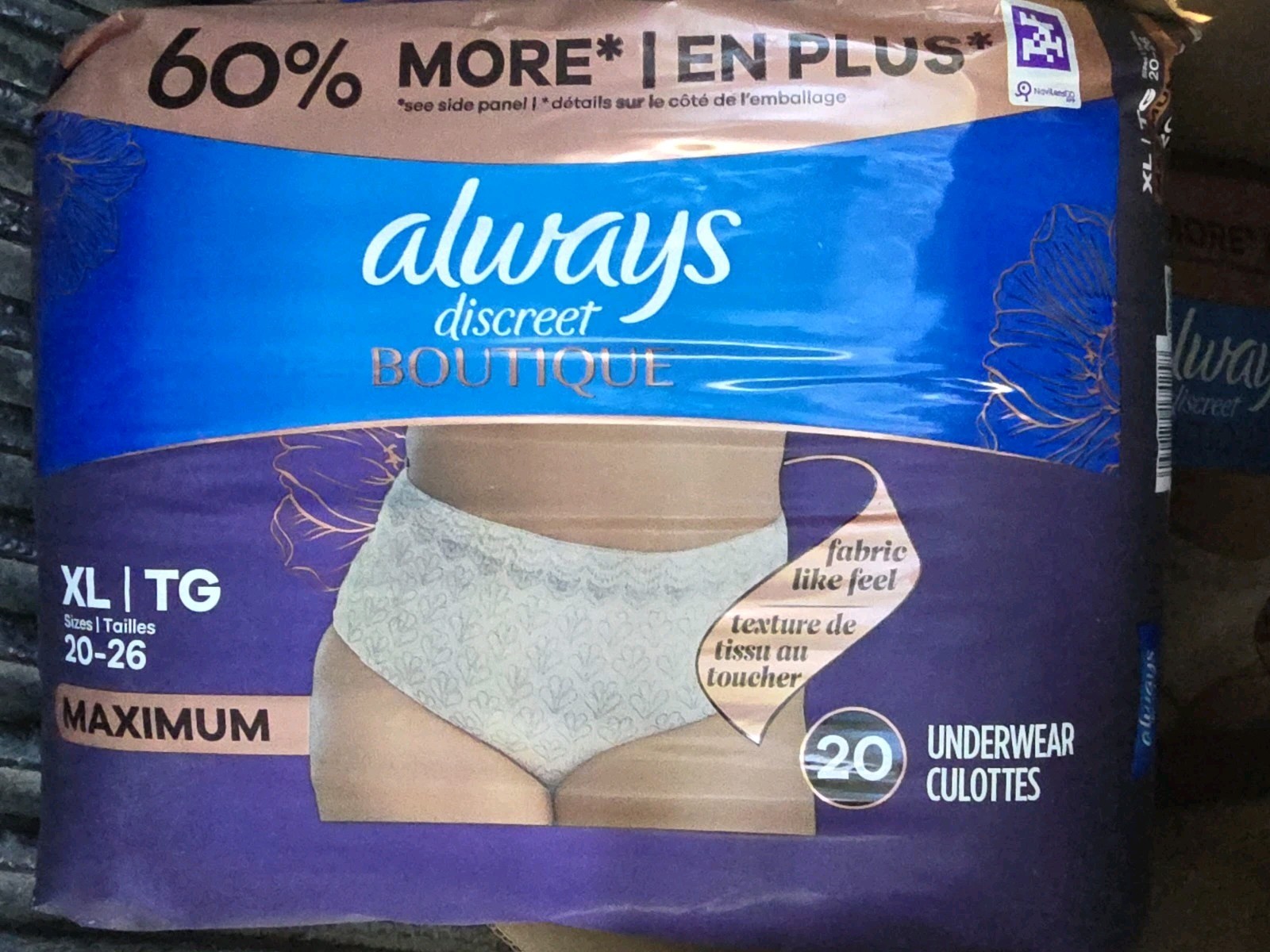 Always Discreet Boutique Women Maximum 40 ct Underwear New Sealed Size 20-26 XL