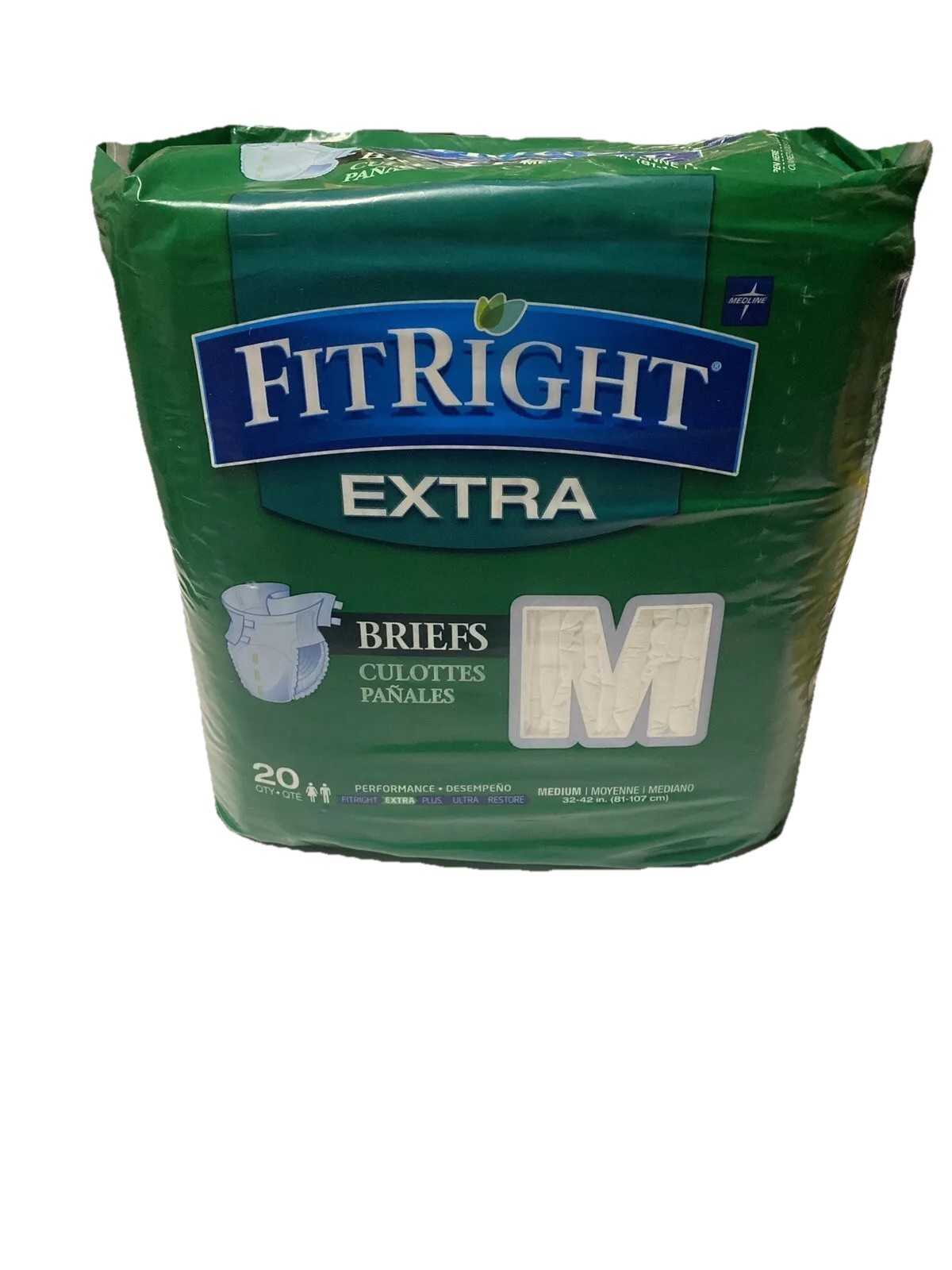 Fit Right Extra Briefs Medium 20 Ct. Package Unisex Adult Diapers NEW Unopened