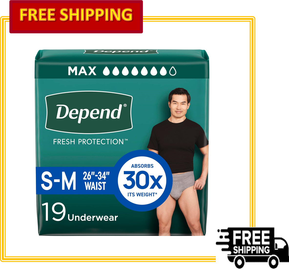Depend Fresh Protection Incontinence Underwear for Men, Maximum Absorbency