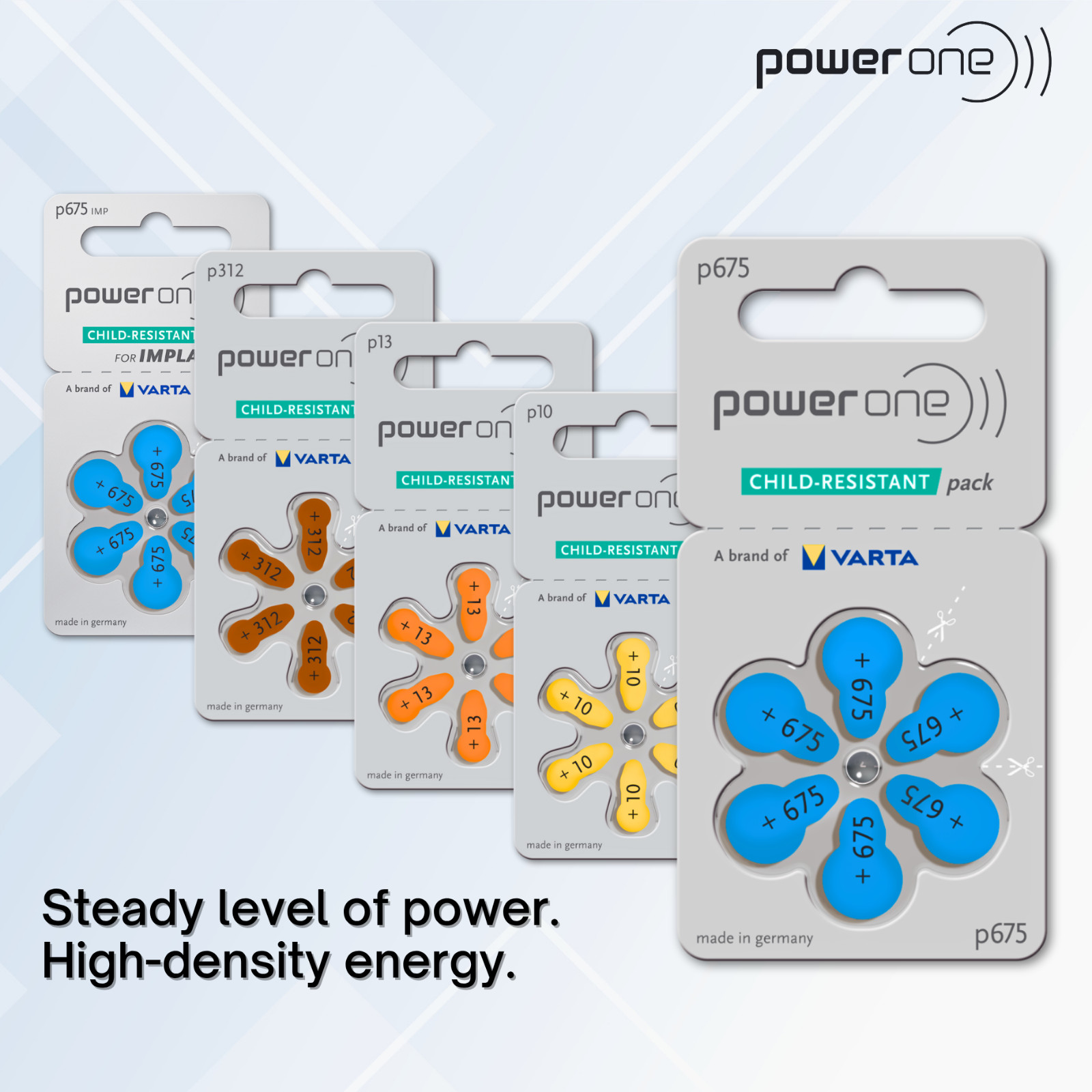 Power One PR44 Size 675 MF 0%Hg Zinc Air Hearing Aid Batteries (30 Pack)