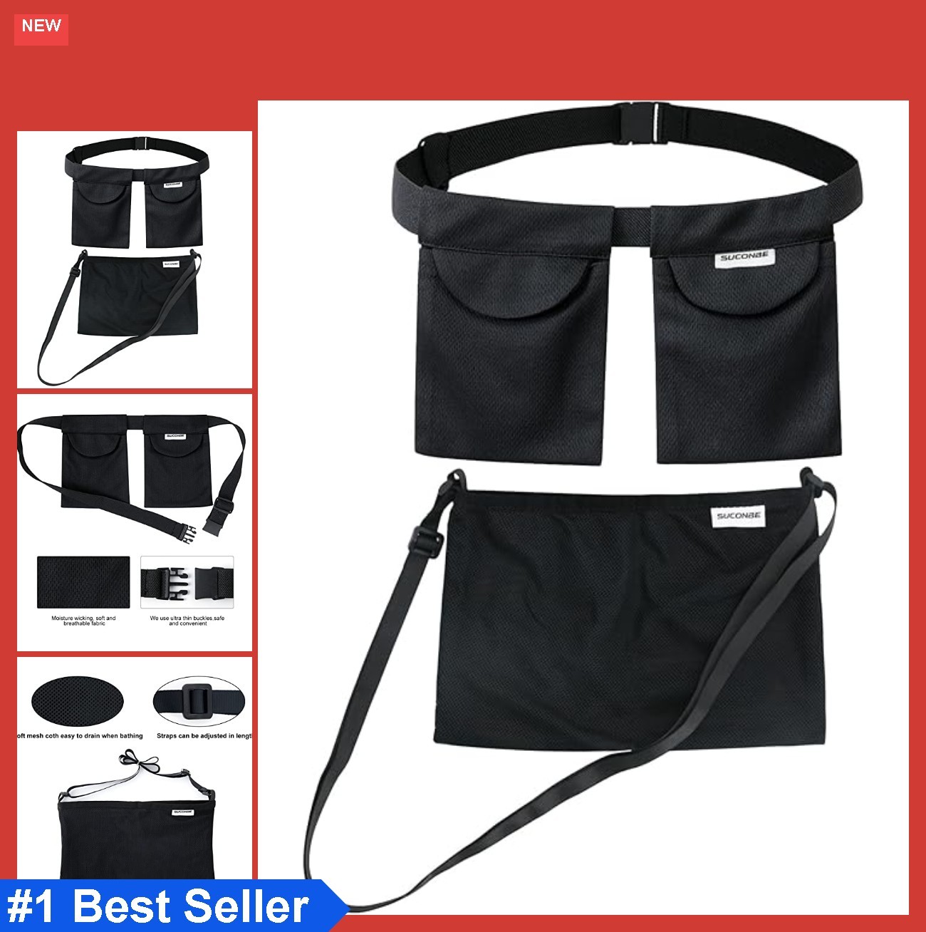 Adjustable Mastectomy Drain Holder Drainage Pouch with Shower Bag for Breast Sur
