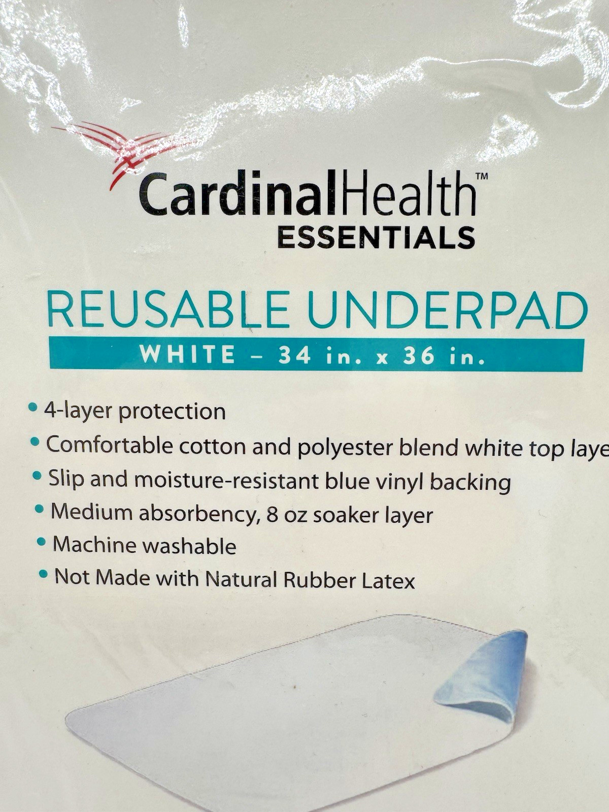 2 Cardinal Health Essentials 34”x36”Reusable Underpad Bed Pads Washable NEW