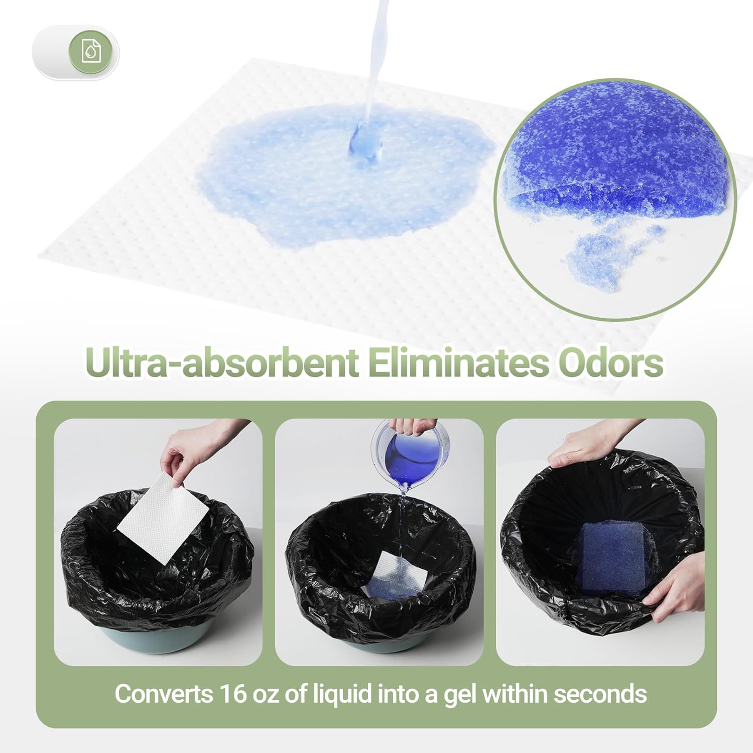 100 Commode Liners + 40 Absorbent Pads Portable Toilet Bags 23.6″x19.7″