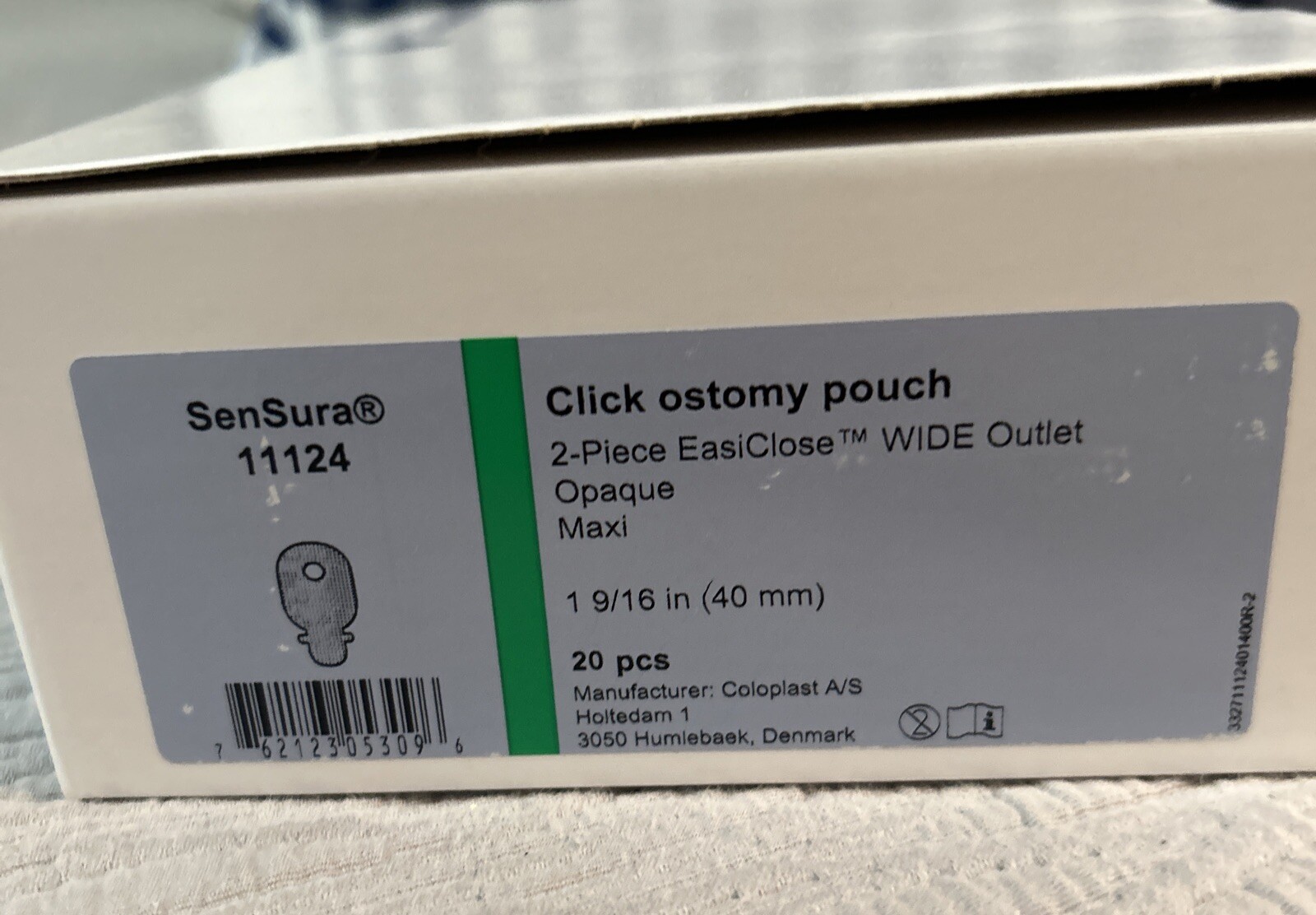 SenSura Click Filtered Ostomy Pouch Wide Two-Piece System 40 mm Flange Box Of 20