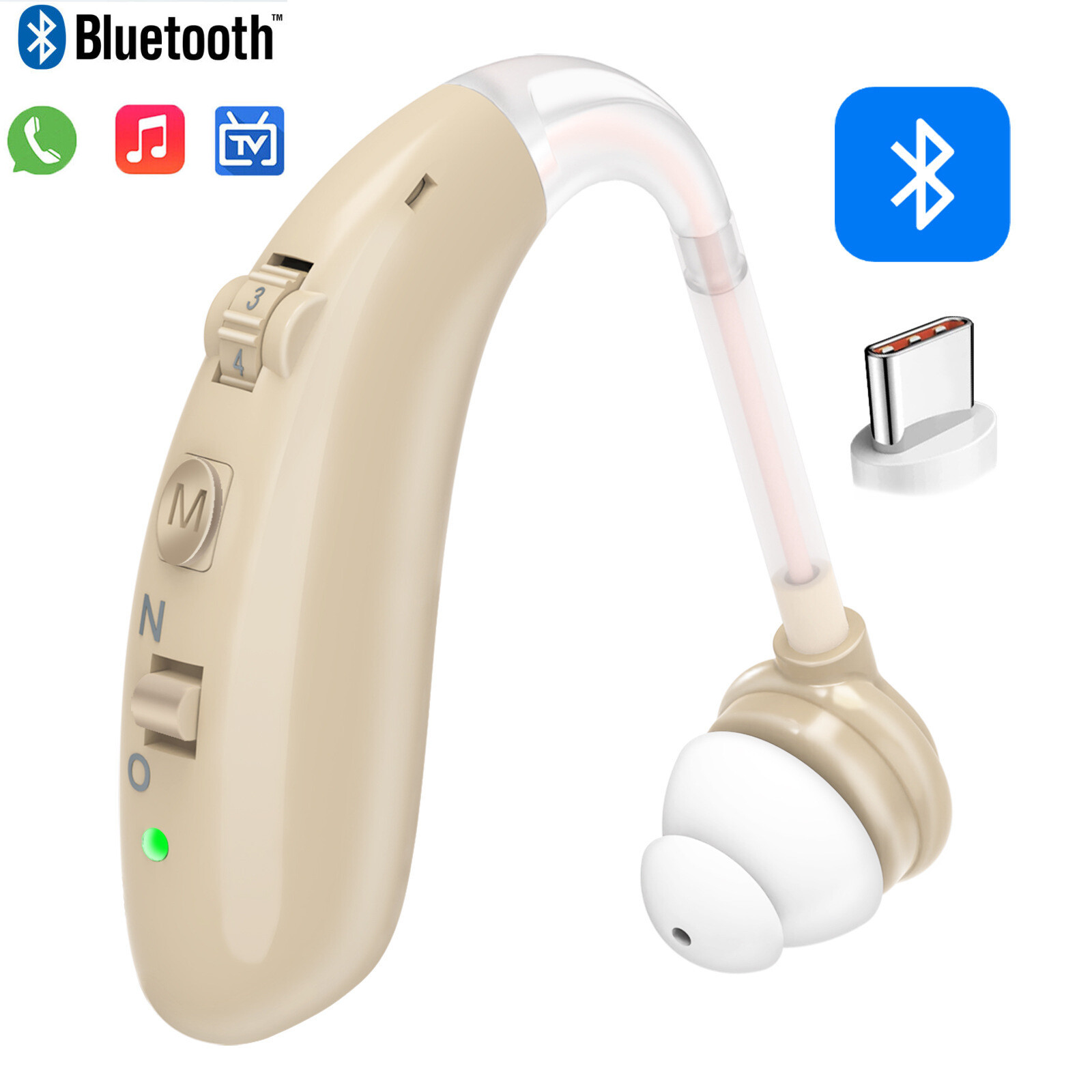 1 Pc / 1 Pair Bluetooth Rechargeable Digital Hearing Aids Sound Voice Amplifier