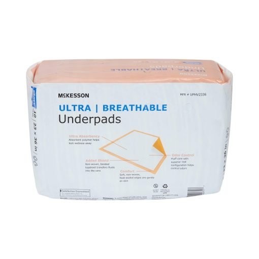 McKesson Ultra Breathable Underpads Heavy Absorbency 23X36″ UPHV2336 10 ct