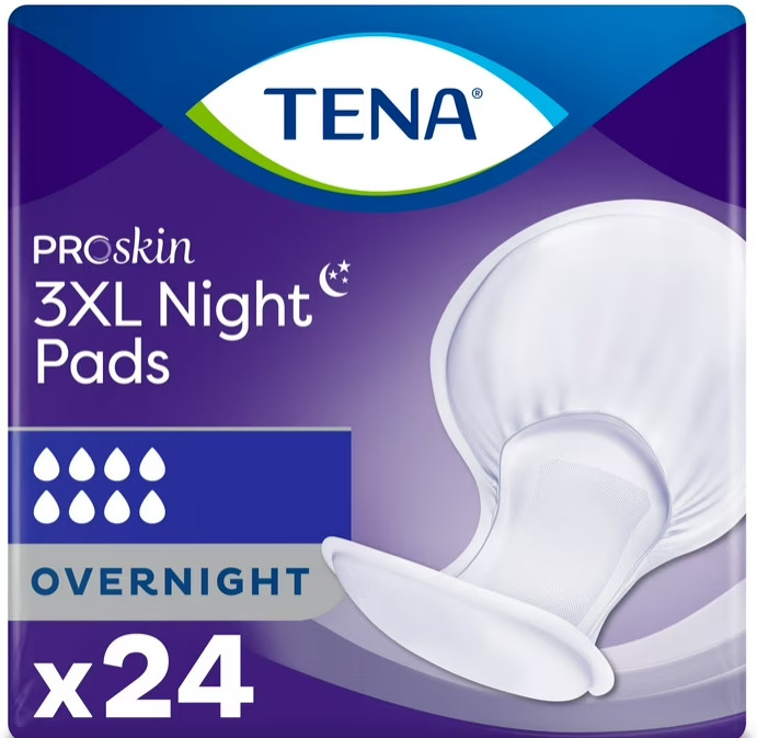 Tena ProSkin 3XL Incontinence Pads for Women and Men, Overnight Absorbency, 24 C