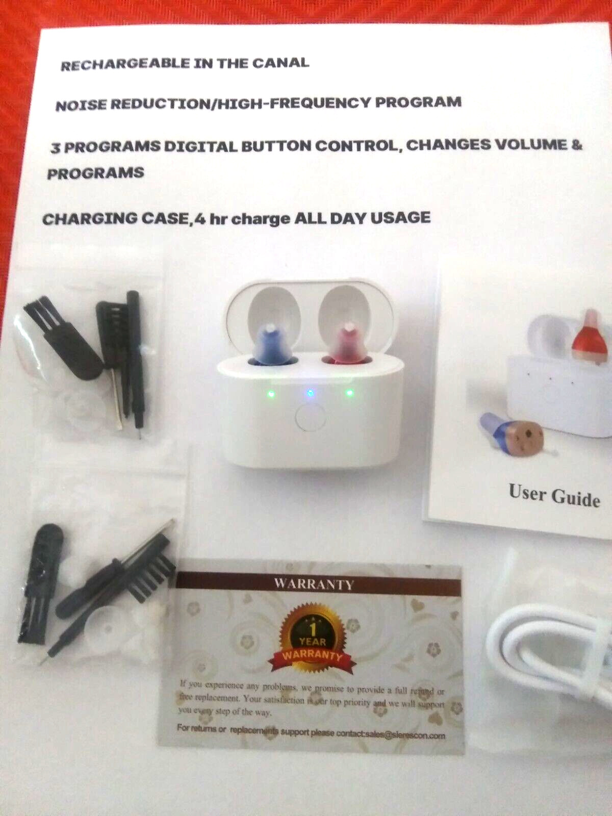 RECHARGEABLE tiny digital hearing aid NOISE REDUCTION 3 listening mode USA