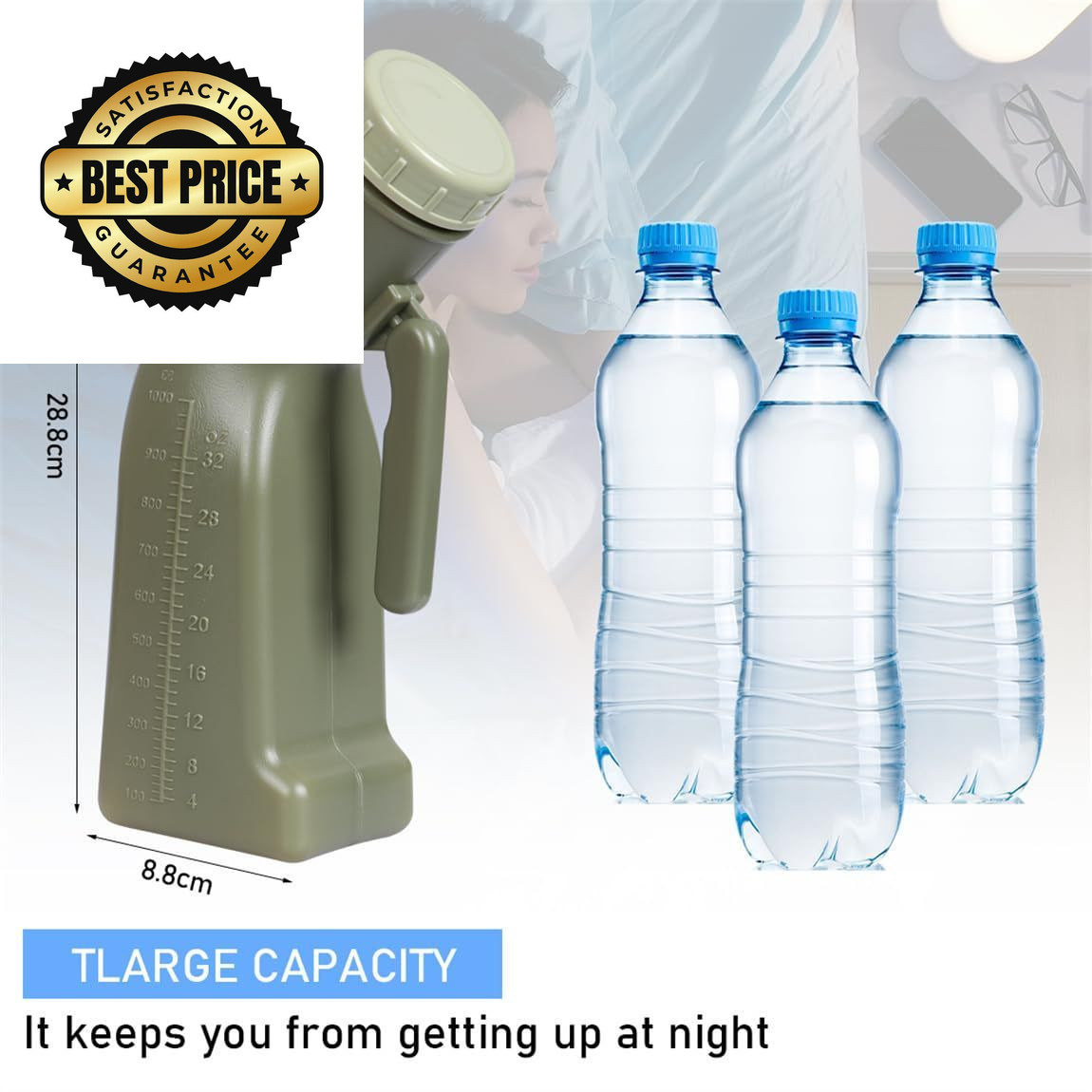 Urinals for Men Male Urinal Bottle Spill Proof with 23 X 13.5 X 8CM, Green