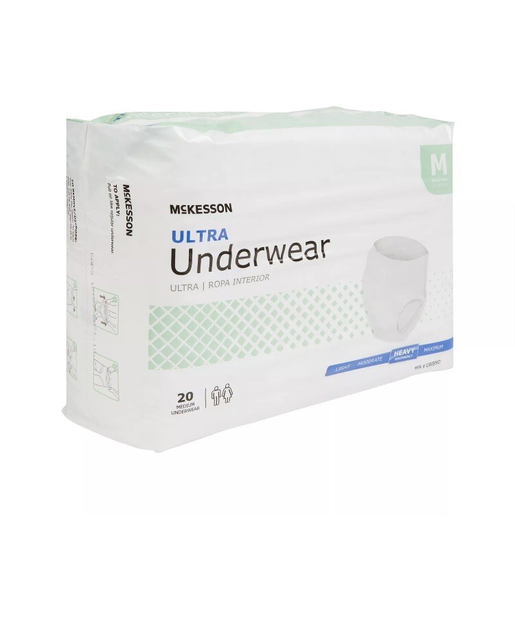 McKesson Adult Disposable Pull On Up Underwear Diapers M Heavy Absorbency 20 Ct