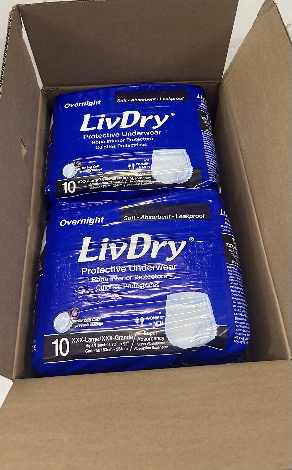40 Count 3XL LivDry Overnight Incontinence Underwear Super Absorbency