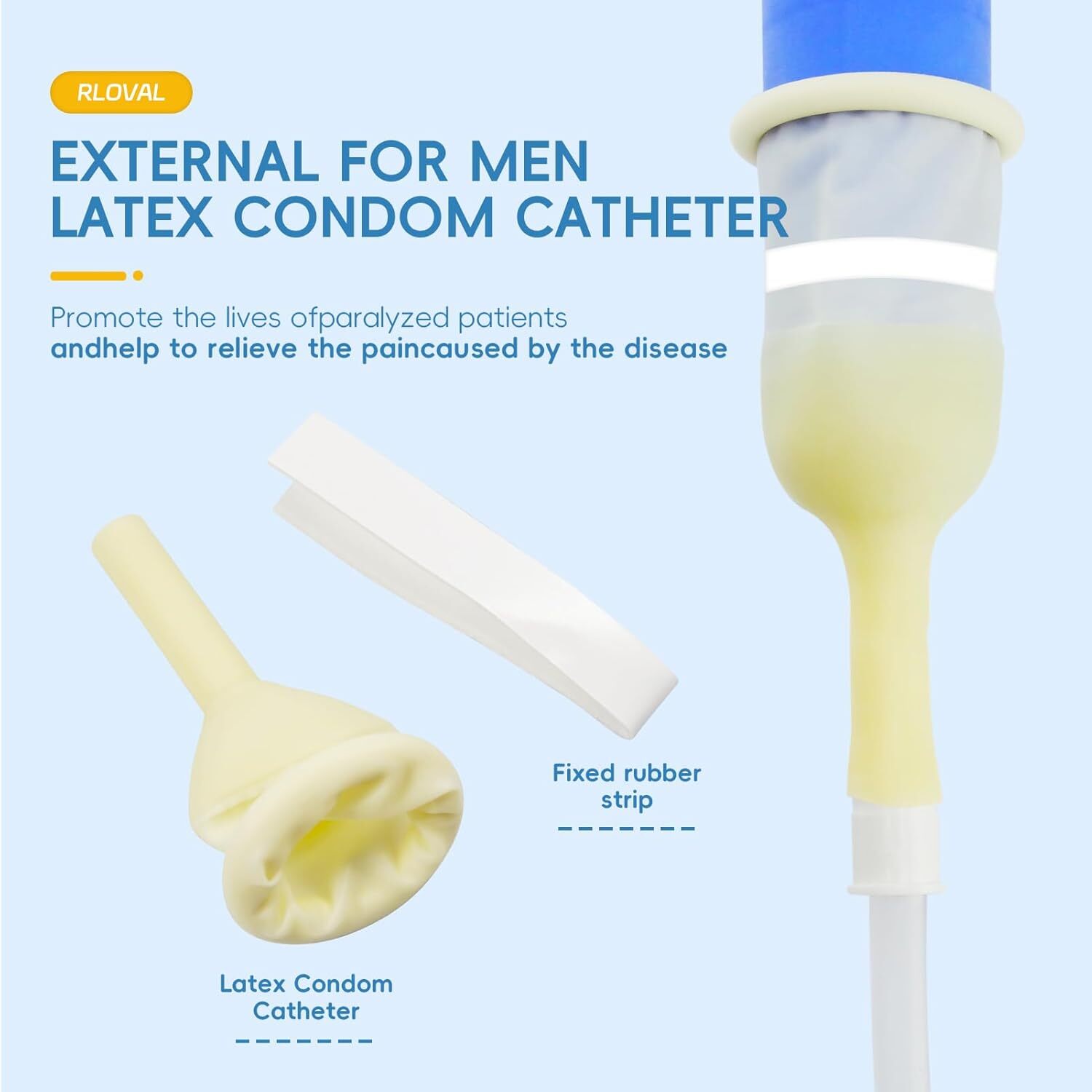 30 PCS Male External Catheter with Fixer Rubber,Latex Condom Material Individual
