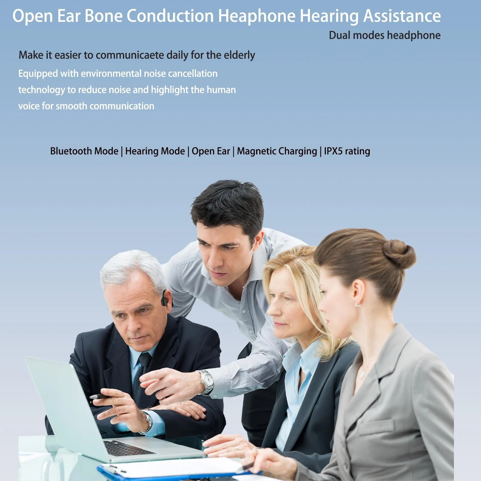 Bone Conduction Hearing Wireless Open Hearing aid Bluetooth Waterproof Headsets