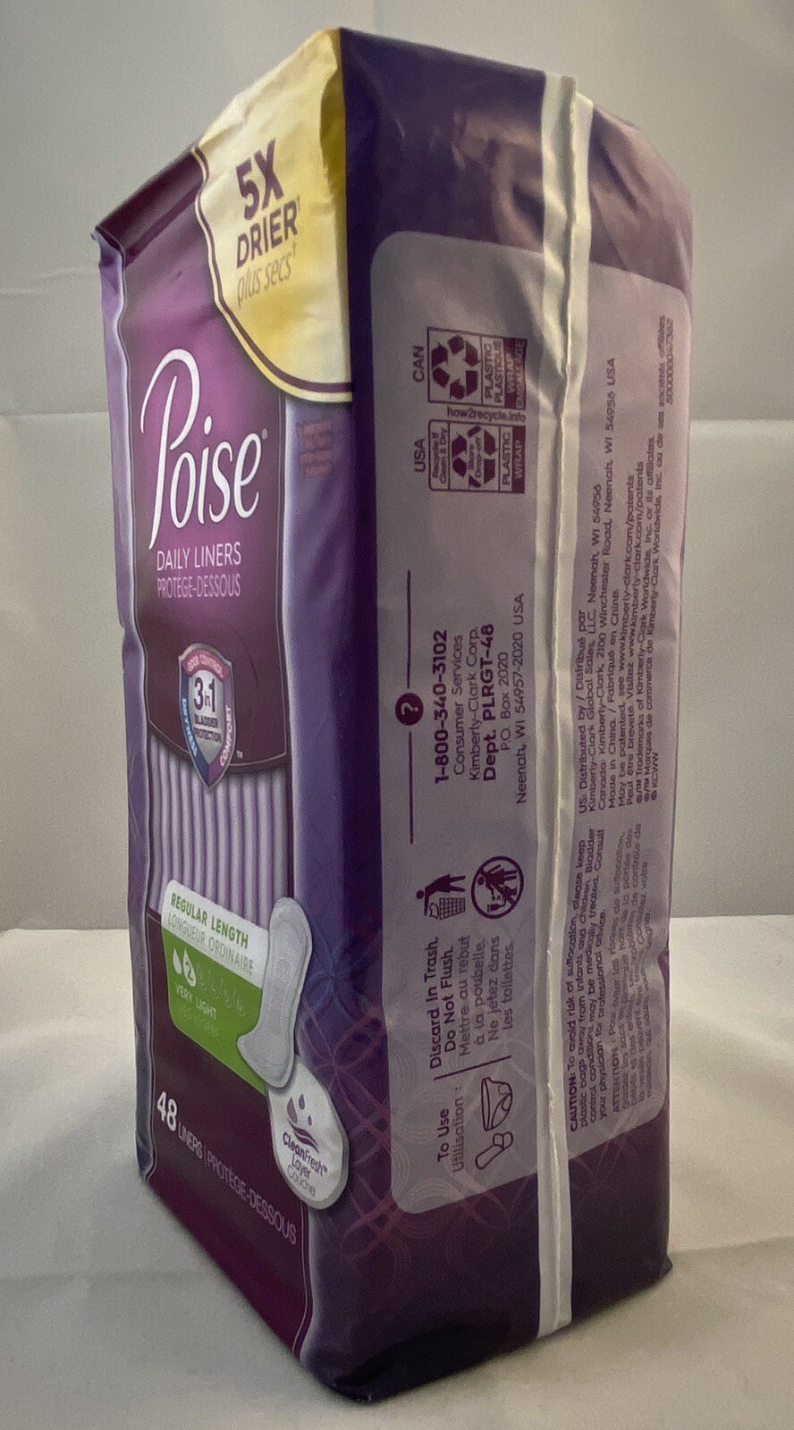 2x Poise Daily Liners Regular Length Very Light (#2) Absorbency (48 Liners)