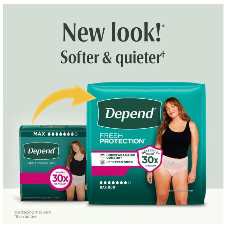 (3 pack) Depend Fresh Protection Incontinence Underwear for Women, XL, 26 Count